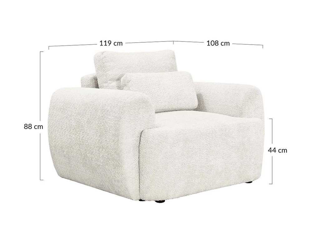 Mahina - fauteuil - en tissu bouclette avec mousses incluses