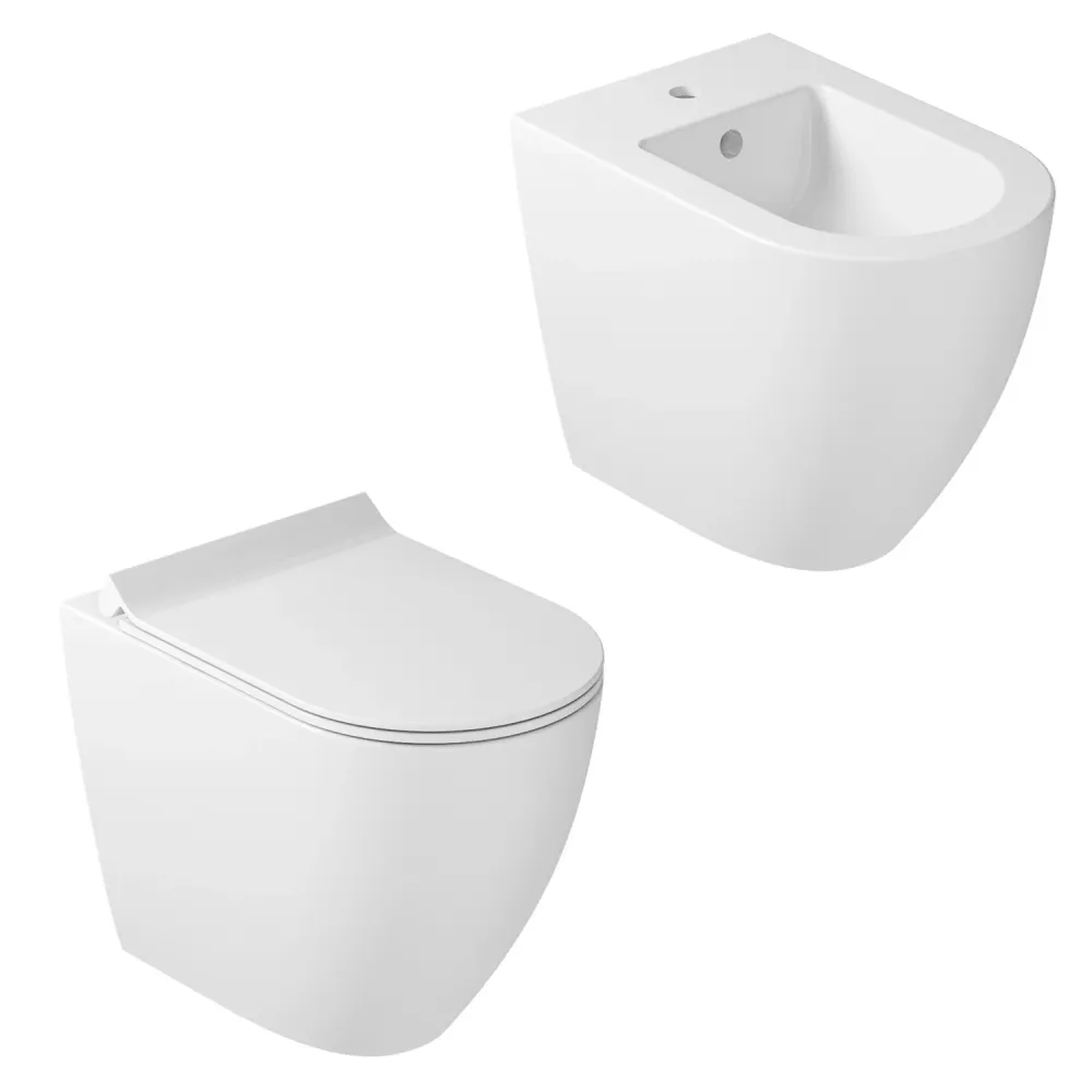 Paire de sanitaires suspendus 52x36 cm hauteur h48 cm série Dream de Ceramica Galassia avec siège à fermeture douce