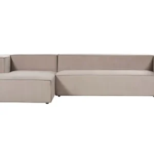 Right Hand Velvet 3 Seater Corner Sofa Taupe Chamois VERNON