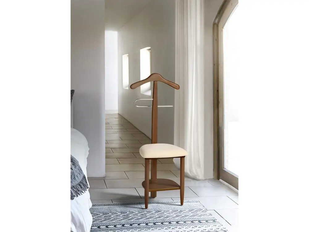 Sangle de fixation Valet de nuit - H105cm x L45cm x P41cm - hêtre massif noyer - Sedie