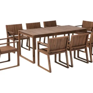 8 Seater Acacia Wood Garden Dining Set Dark SASSARI pour motards voyageurs