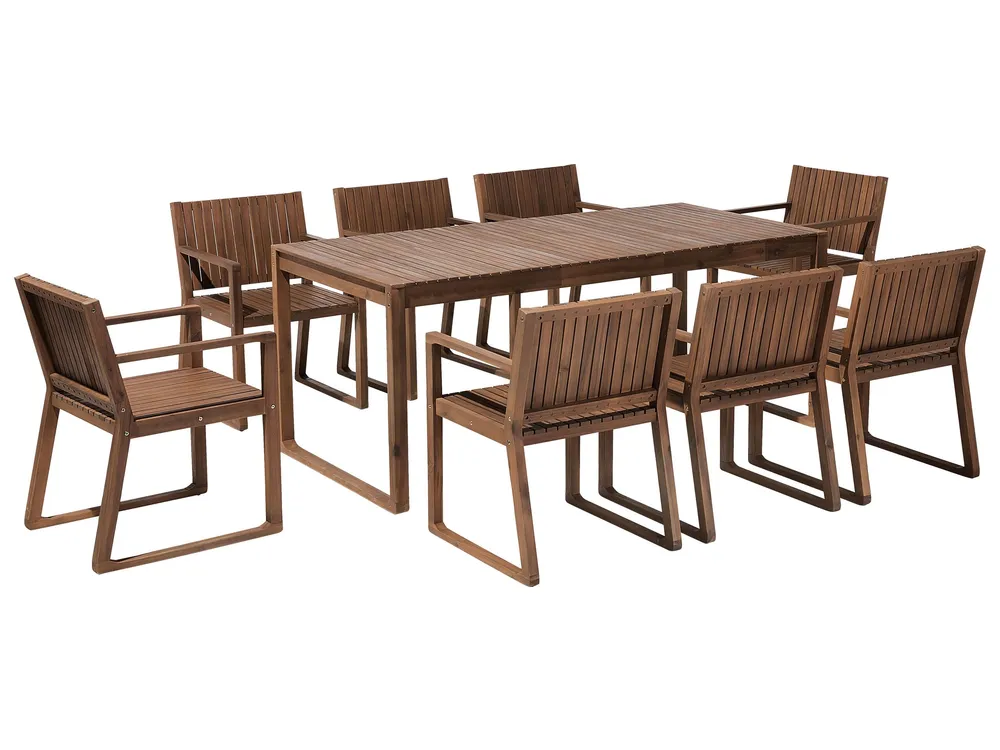 8 Seater Acacia Wood Garden Dining Set Dark SASSARI pour motards voyageurs