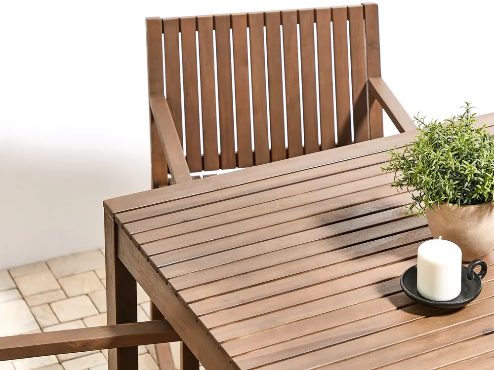 8 Seater Acacia Wood Garden Dining Set Dark SASSARI pour motards voyageurs