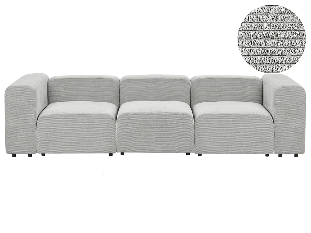 3 Seater Configurable Corduroy Sofa Grey FALSTERBO