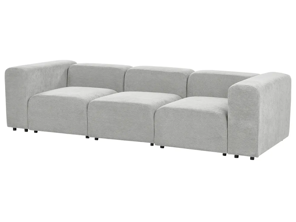 3 Seater Configurable Corduroy Sofa Grey FALSTERBO
