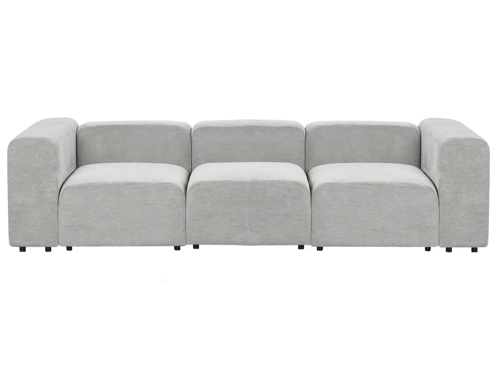 3 Seater Configurable Corduroy Sofa Grey FALSTERBO