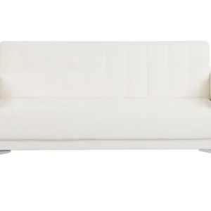 3 Seater Faux Leather Sofa Bed Blanc pur ABERDEEN