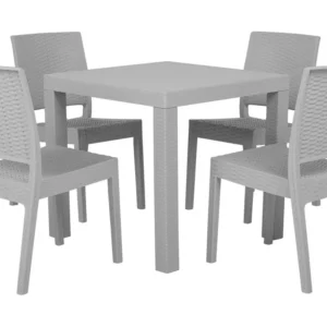 4 Seater Garden Dining Set Light Grey FOSSANO en noir mat