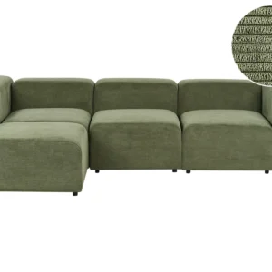 3 Seater Modular Corduroy Sofa Ottoman Vert olive FALSTERBO