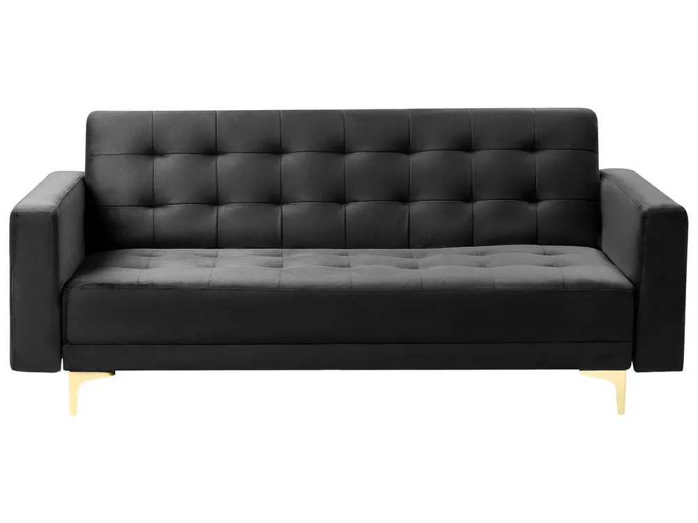 3 Seater En velours Sofa Bed Black ABERDEEN