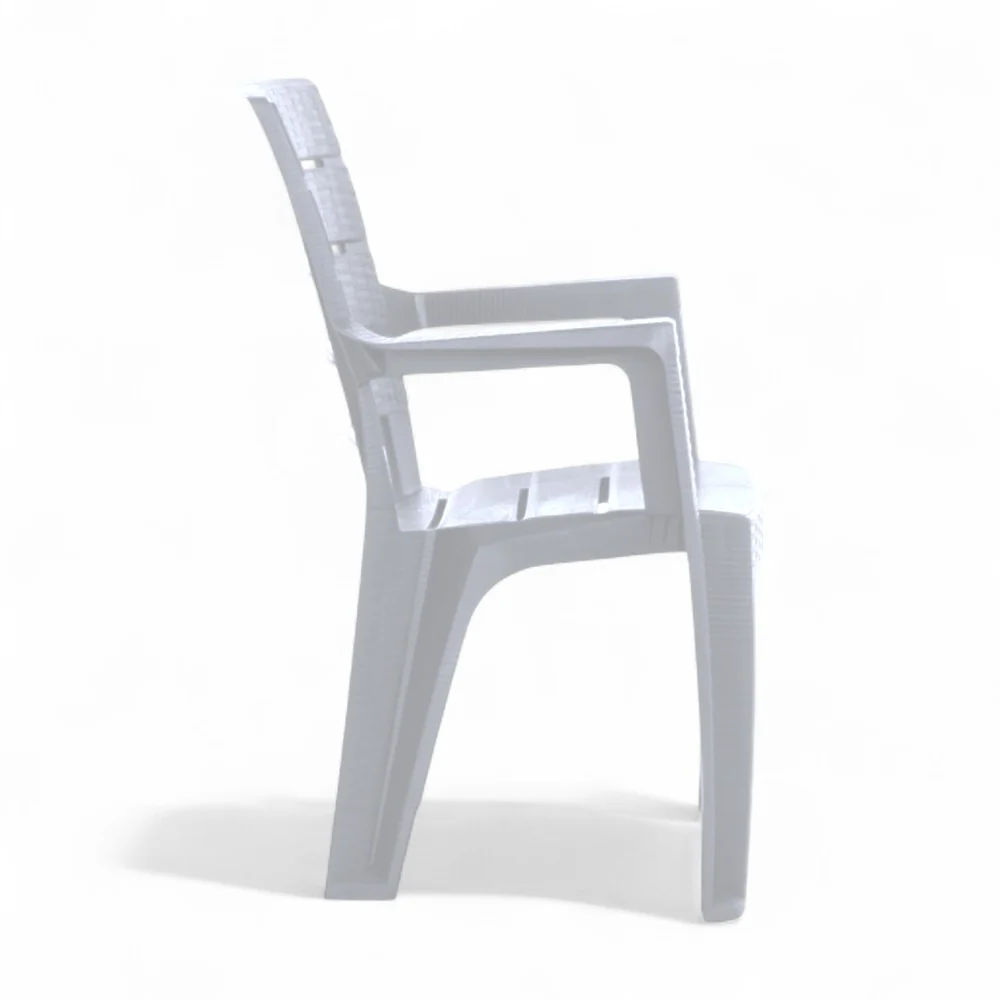 Sedia con braccioli resina impilabile effetto rattan bianca 56x44xH89 cm da esterno