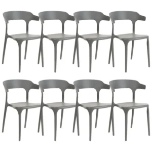 Set 8 Dining Chairs Grey GUBBIO