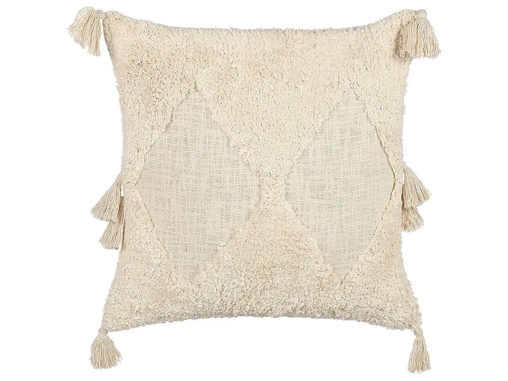 Sierkussen set van 2 getuft lichtbeige 45 x 45 cm AVIUM
