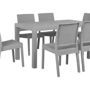 Support GPS moto 6 Seater Garden Dining Set Light Grey FOSSANO
