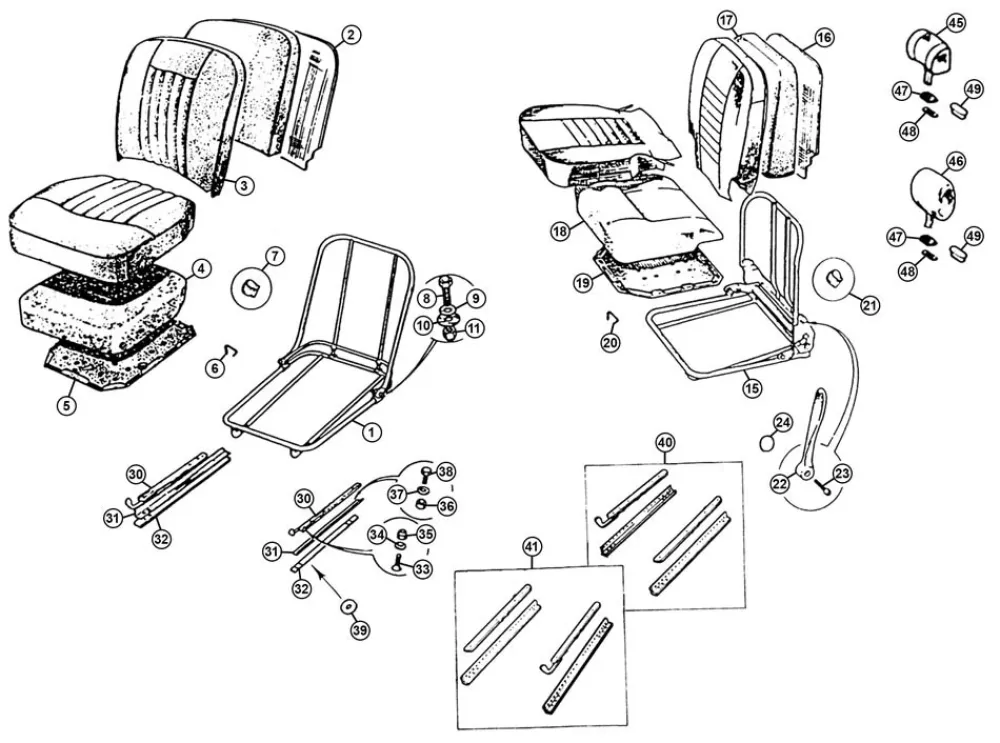 Support smartphone SEAT FOAM CUSHION, RH, MGB 62-68