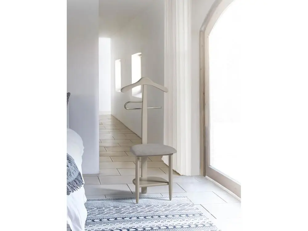 Valet de nuit - H105cm x L45cm x P41cm - hêtre massif taupe - Sedie - Compatible Universelle