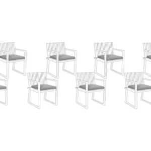 Zitkussens voor tuinstoelen set van 8 grijs SASSARI