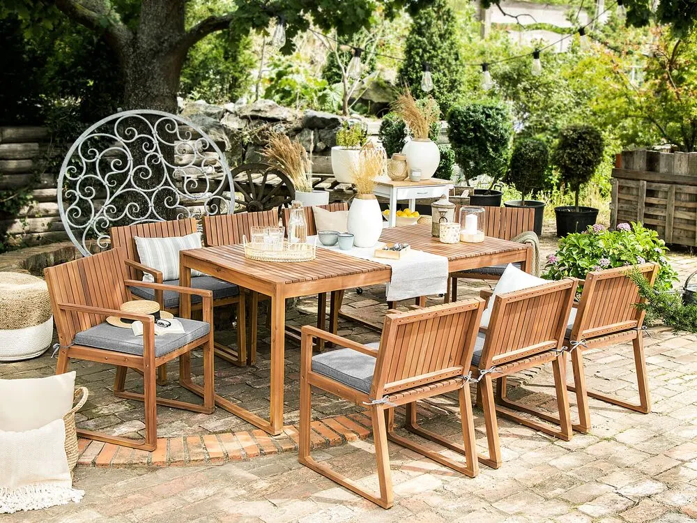 Zitkussens voor tuinstoelen set van 8 grijs SASSARI