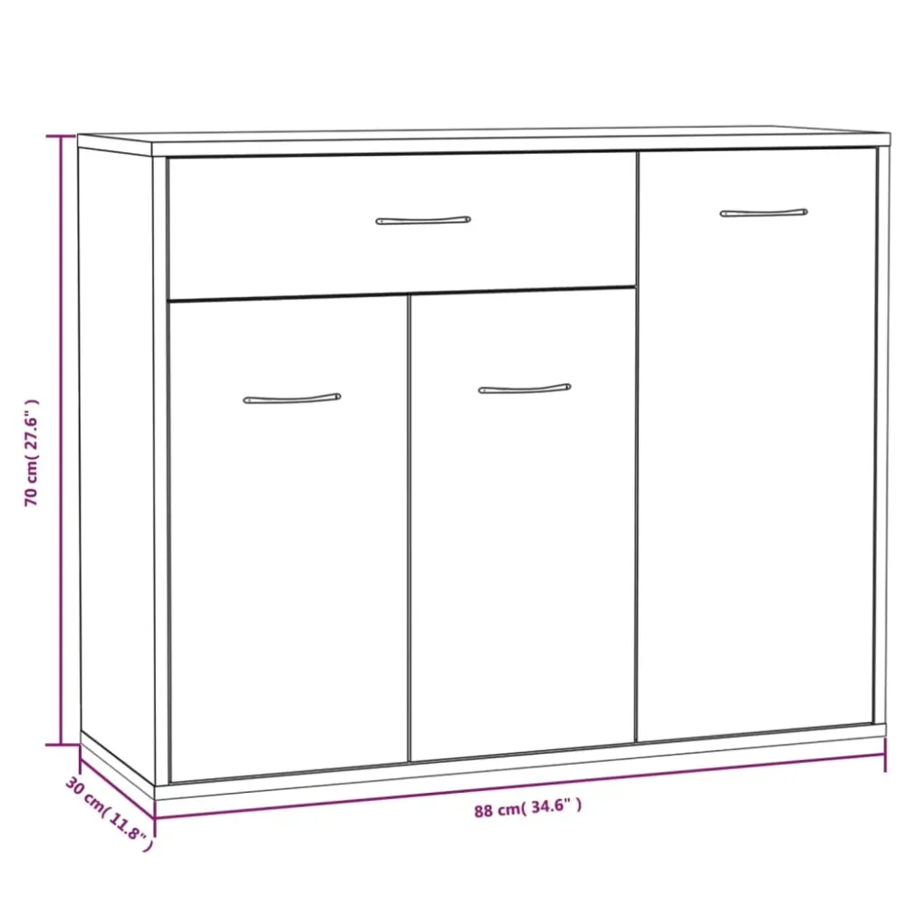 Buffet bahut commode armoire meuble de rangement organisateur cuisine salle de séjour salon 88 x 30 x 70 cm bois d'ingénie...