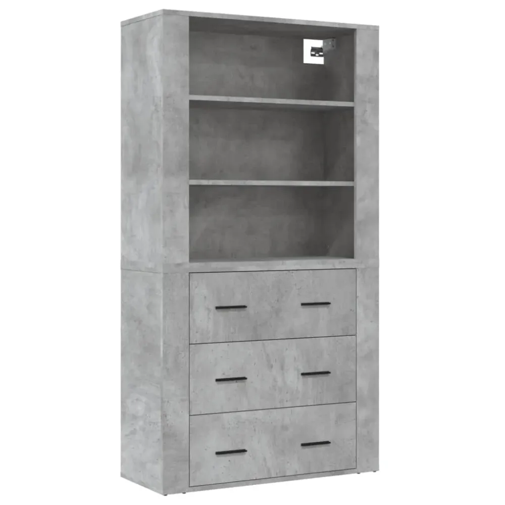 Buffet bahut commode armoire meuble de rangement organisateur cuisine salle de séjour salon haut bois d'ingénierie gris 02...
