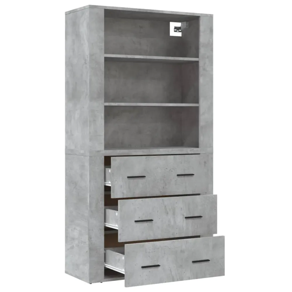 Buffet bahut commode armoire meuble de rangement organisateur cuisine salle de séjour salon haut bois d'ingénierie gris 02...
