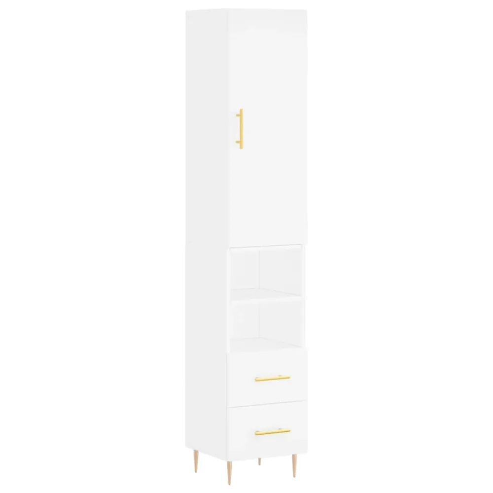 Buffet bahut commode armoire meuble de rangement organisateur cuisine salle de séjour salon haut 34,5 x 34 x 180 cm bois d...