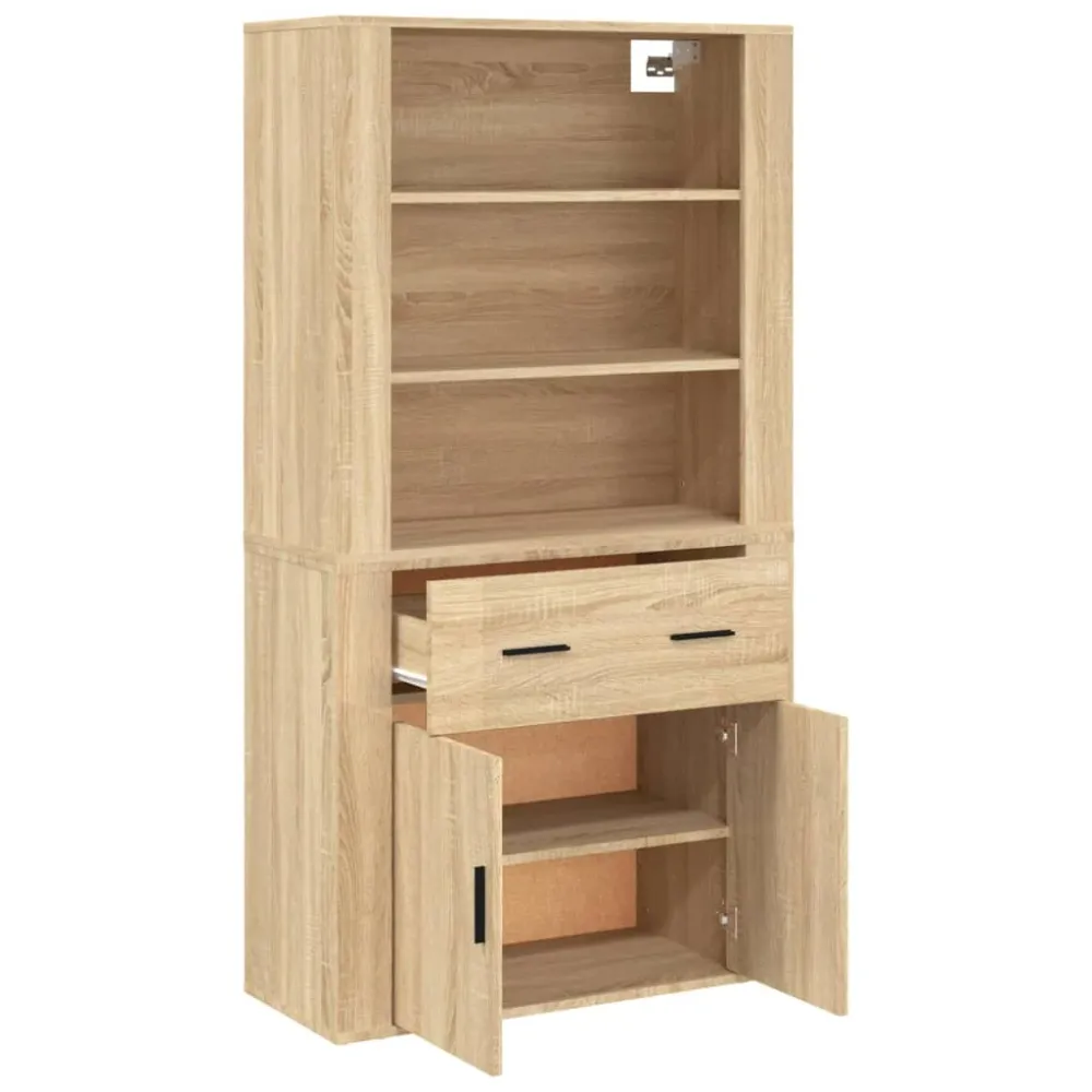 Buffet bahut commode armoire meuble de rangement organisateur cuisine salle de séjour salon haut sonoma bois d'ingénierie...