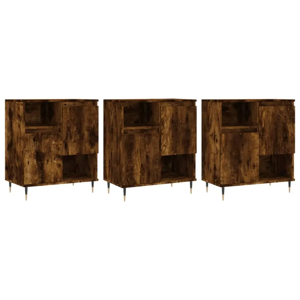 Buffet bahut commode armoire meuble de rangement organisateur cuisine salle de séjour salons 3 pcs bois d'ingénierie marro...