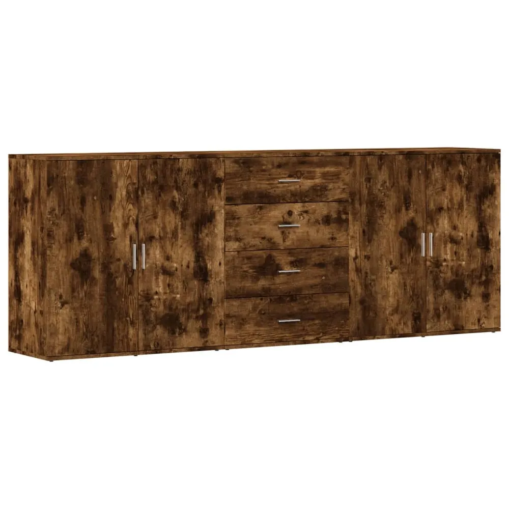 Buffet bahut commode armoire meuble de rangement organisateur cuisine salle de séjour salons 3 pcs bois d'ingénierie marro...