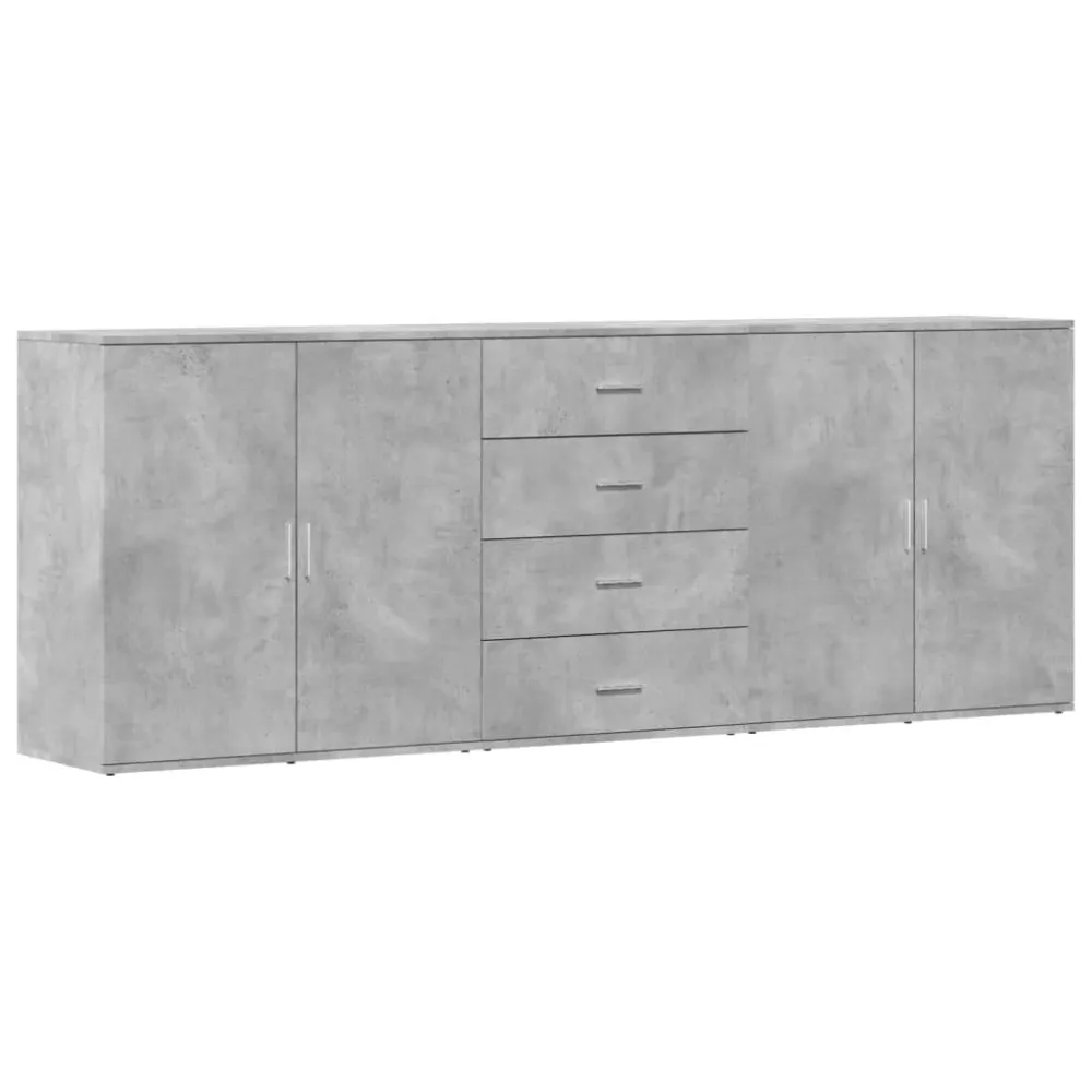 Buffet bahut commode armoire meuble de rangement organisateur cuisine salle de séjour salons 3 pcs bois d'ingénierie gris...