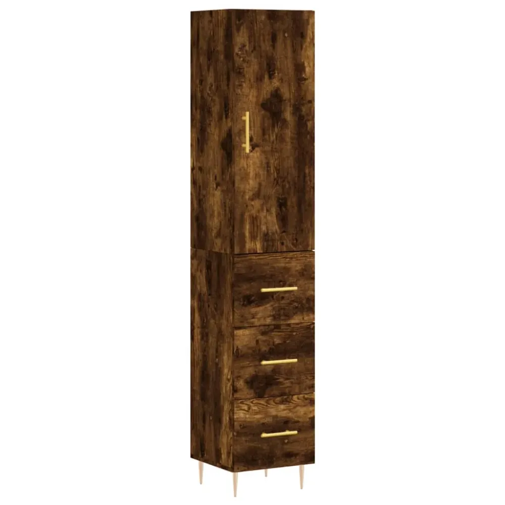 Buffet bahut commode armoire meuble de rangement organisateur cuisine salle de séjour salon haut 34,5 x 34 x 180 cm bois d...