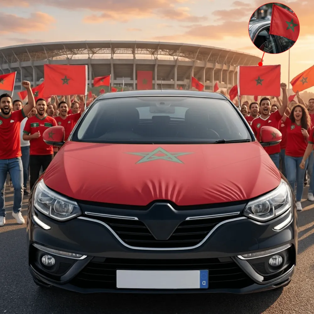 Cache capot voiture + 2 housses vintage rouges + 2 drapeaux voitures avec support gratuit par SW-MOTECH