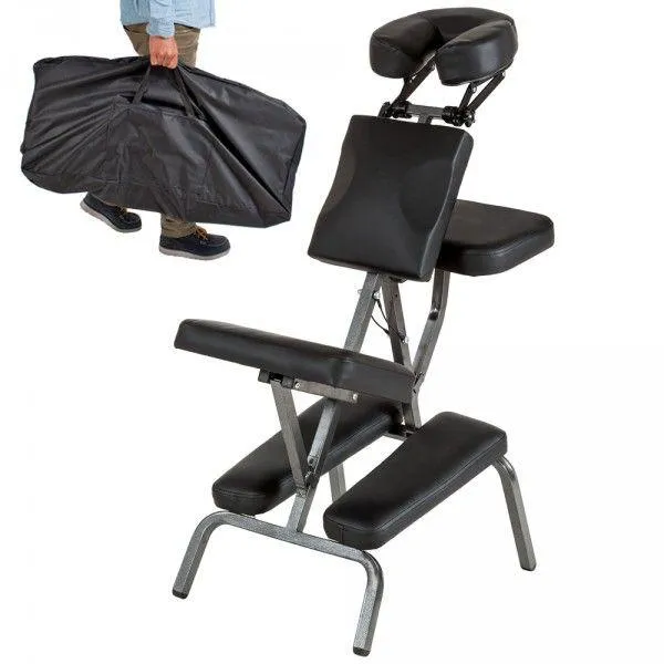 Chaise de massage rembourrage dense noir + housse 08_0000477