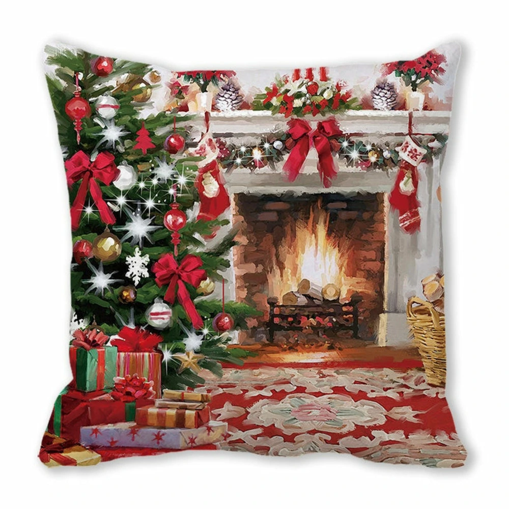 Housse de coussin de noël - cheminée avec fixation universelle