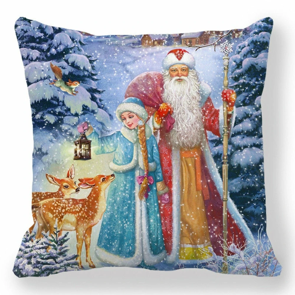 Housse de coussin de noël - père noël et filette avec garantie 1