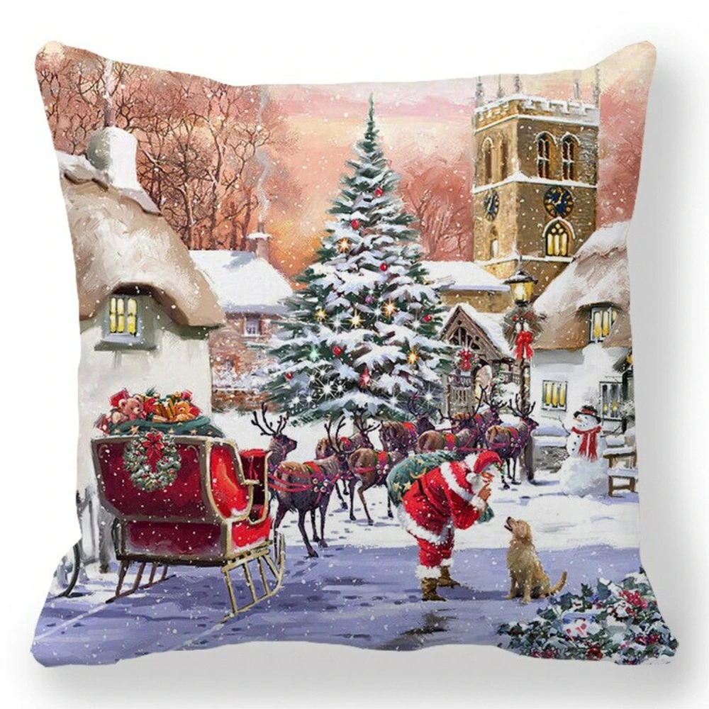 Housse de coussin de noël - traineau du père noël - Compatible Universelle