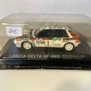 Protège-mains Lancia Delta HF 4WD blanche, rouge et verte numéro 1 - rallye Della Lana (Italie) de 1987