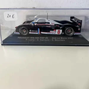 Rétroviseur sport Peugeot 908 HDi FAP noire et blanche numéro 8 - 24 heures du Mans de 2007 (petite boite plexi)