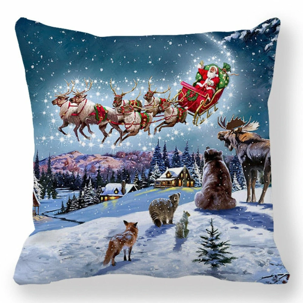 Support smartphone Housse de coussin de noël - traineau volant du père noël