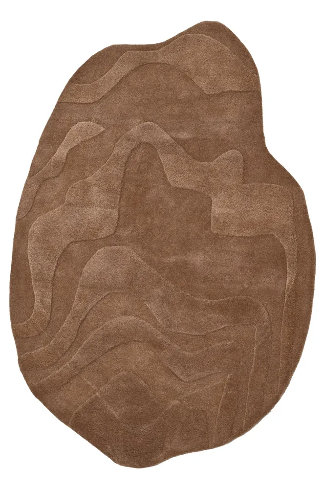 Terrain Brown Hi-Low Pile Créé à la main Rug