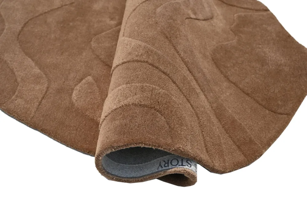 Terrain Brown Hi-Low Pile Créé à la main Rug