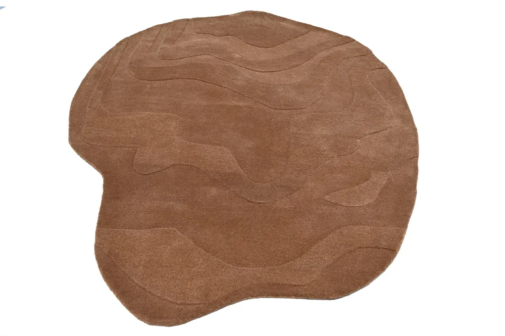 Terrain Brown Hi-Low Pile Créé à la main Rug