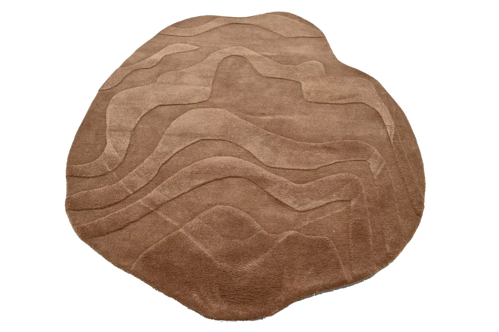 Terrain Brown Hi-Low Pile Créé à la main Rug