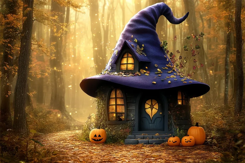 Toile de fond êt Hantée Hutte Sortilège Photo Halloween CSH6-88 avec fixation universelle