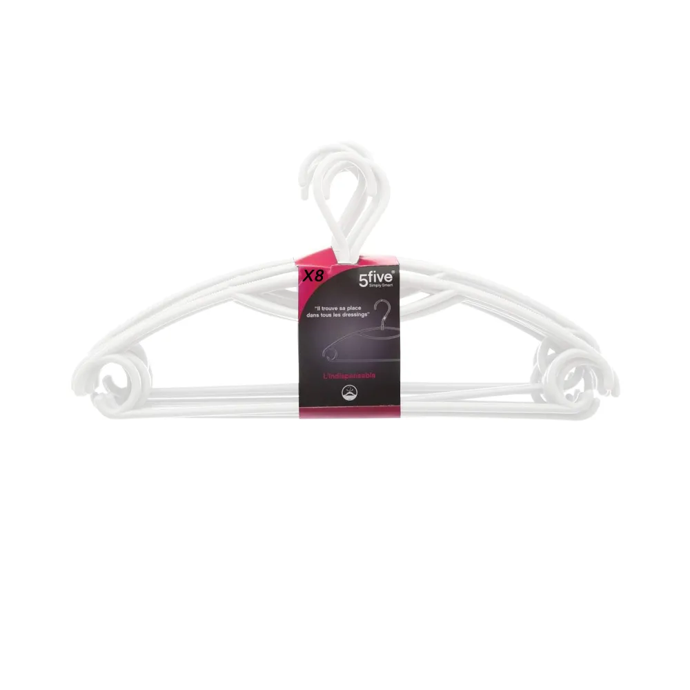 Five 8 Piece Rotating En pvc Hanger Set White