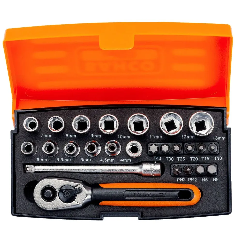 Bahco 25 Piece 1/4" Square Drive Socket Indéfectible & Versatile Tool Set BAHSL25