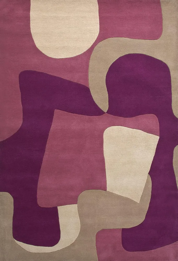 Jigsaw Lythrum Violet Tufted New Zealand Wool Rug