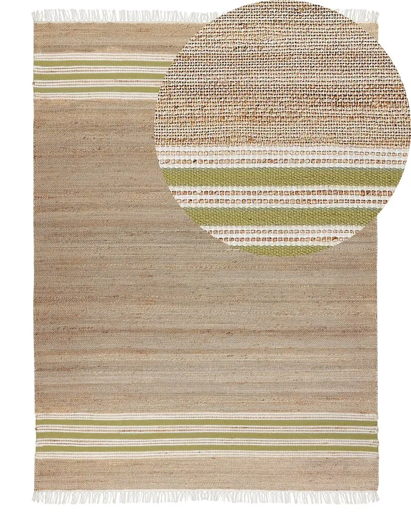 Jute Area Rug 160 x 230 cm Beige and Vert olive MIRZA