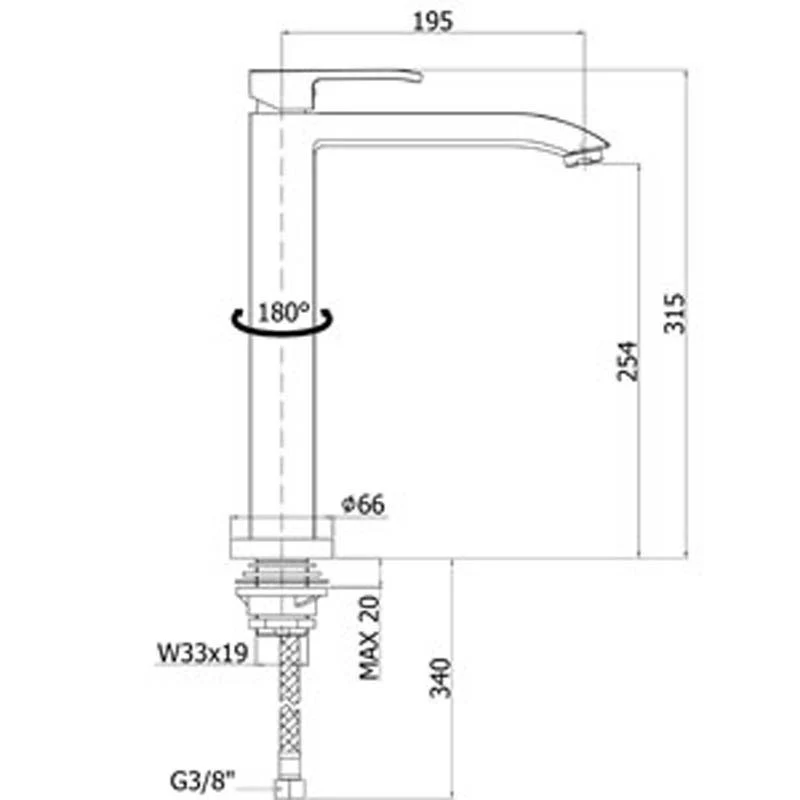 Mitigeur d'évier avec corps orientable série Level de Paffoni chromé