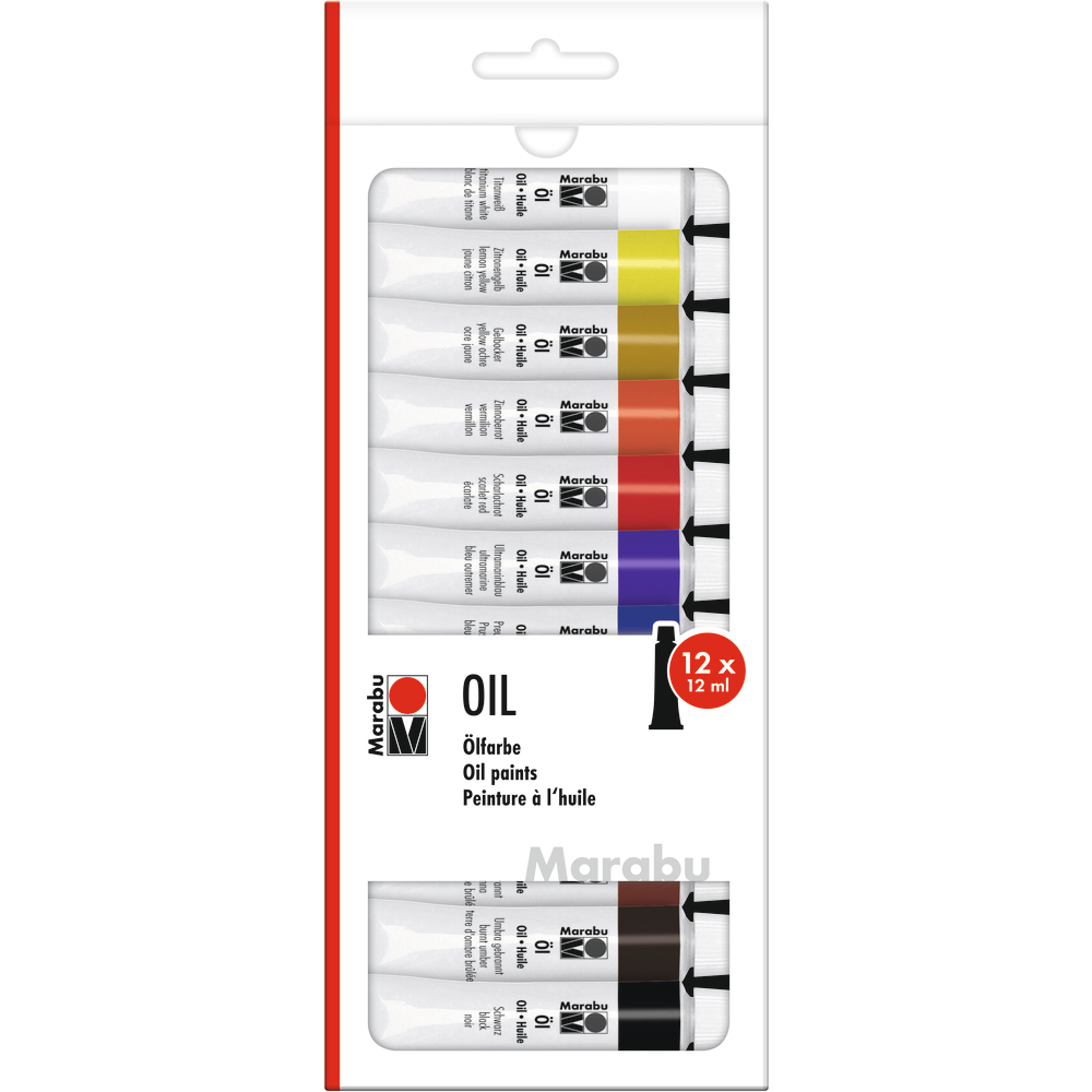 Set de peinture à l'huile débutant, 12x12ml Marabu